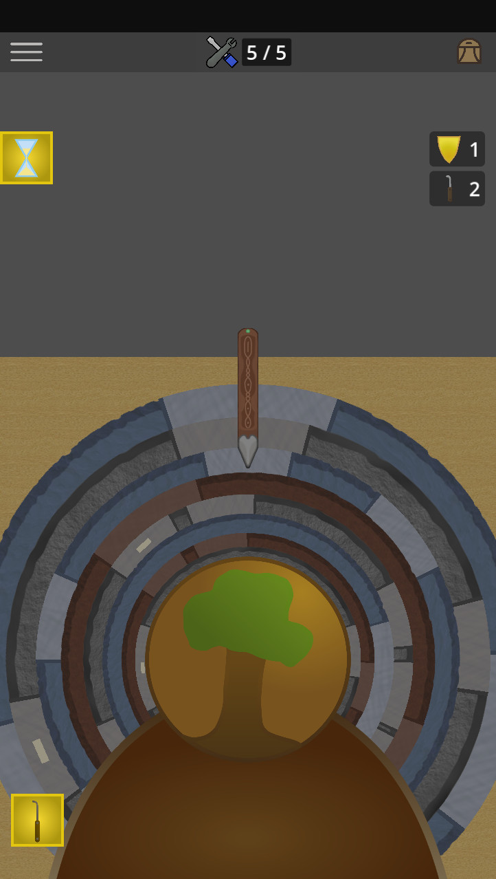 A level with the lock and the lock pick.